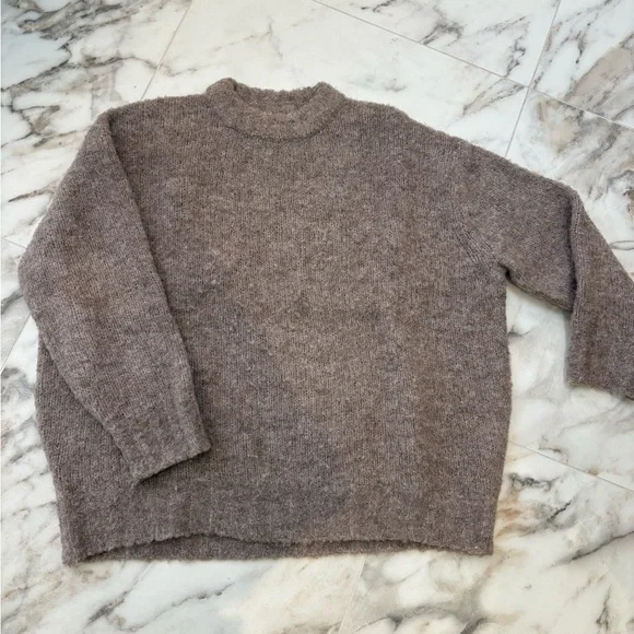 OAK + FORT Brown Crew Neck Sweater - Picture 3 of 10